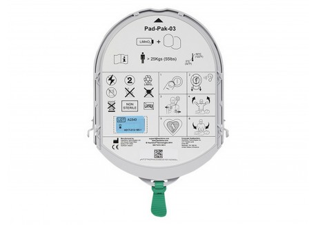 Batteria + Elettrodi Adulti Defibrillatore Heartsine Samaritan 360P / 500P Piastre Adulto 4 anni Pad-Pak-03
