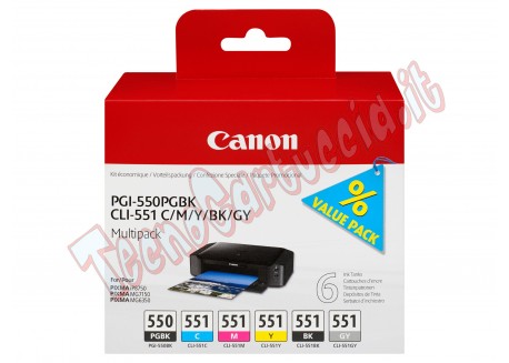 CONF. MULTIPACK CARTUCCIA INCHIOSTRO PGI-550/CLI-551 PGBK/C/M/Y/BK/GY