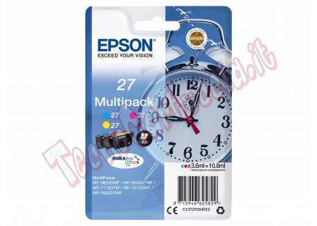 CONFEZIONE DI 3 CARTUCCE INK SERIE 27 SVEGLIA CIANO MAGENTA E GIALLO