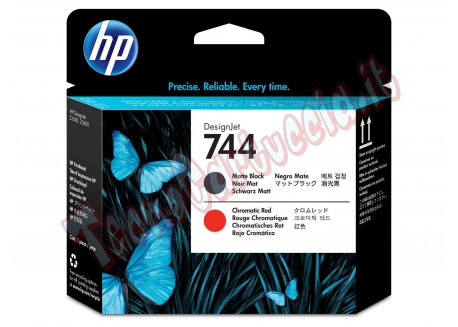 Hp - Testina - 744 - Nero opaco / Rosso cromatico - F9J88A - 6ml cad