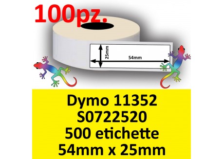 Etichette per Dymo 11352 S0722520 54x25mm Perm 500et (min 100pz)