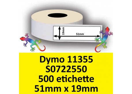 Etichette per Dymo 11355 S0722550 51mm x 19mm Permanente 500 et