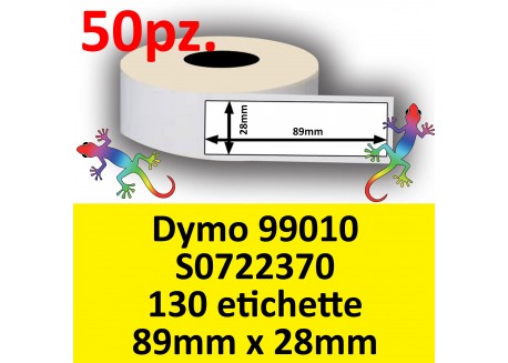 Etichette per Dymo 99010 S0722370 89x28mm Perm 130et (min 50pz)