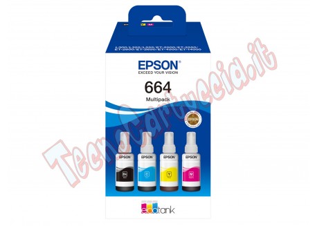 Epson EcoTank 664 - Confezione da 4 - nero, giallo, ciano, magenta - originale - ricarica inchiostro - per Epson L380, L395, L4