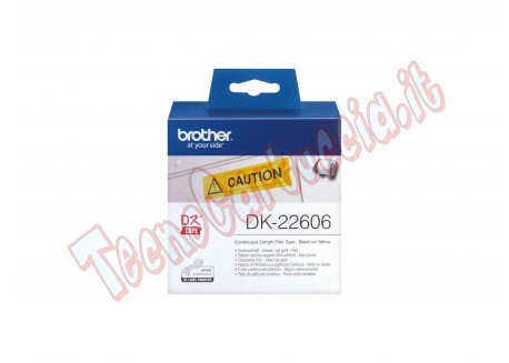 Brother - Nastro adesivo - in pellicola - Nero/Giallo -  62mm x 15,24mt - DK-22606