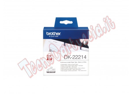 Brother - Rotolo etichetta continua - carta adesiva - Nero/Bianco - 12mm x 30,48mt - DK-22214