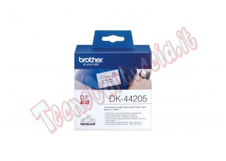 Brother - Rotolo etichetta continua - carta adesiva - Nero/Bianco - 62mm x 30,48mt - DK-44205