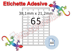 Etichette adesive A4 38,1 x 21,2 mm 65 etichette per pagina 100 Fogli