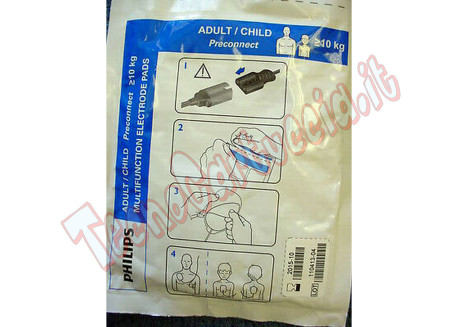 10 X Elettrodi Adulti Defibrillatore Philips Heartstart XL+ / MRx Piastre Dura 1,5 anni 989803166021