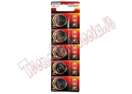 Batteria Pila a Bottone al Litio CR2032 3,0V conf. 5pz