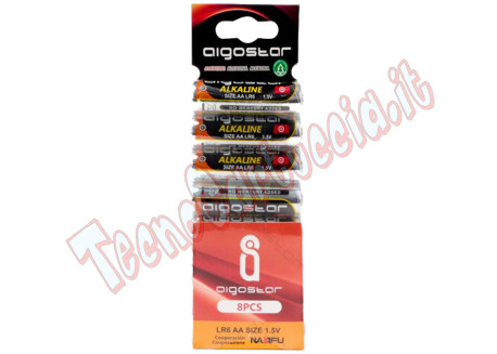 Batteria Pila Alkaline Stilo LR06 AA 1,5V conf. 8pz