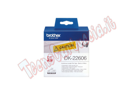 Brother - Nastro adesivo - in pellicola - Nero/Giallo - 62mm x 15,24mt - DK-22606