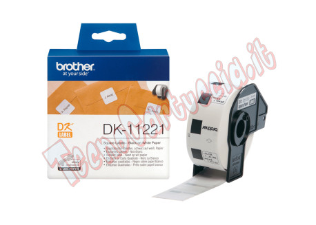 Brother - Rotolo 1000 Etichette quadrate 23 x 23 mm - Nero/Bianco - DK-11221