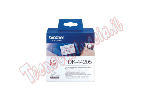 Brother - Rotolo etichetta continua - carta adesiva - Nero/Bianco - 62mm x 30,48mt - DK-44205