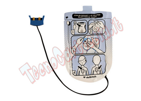 Elettrodi Pediatrici Defibrillatore Defibtech Lifeline AED / AUTO Piastre Bambino 2 anni DDP-200P
