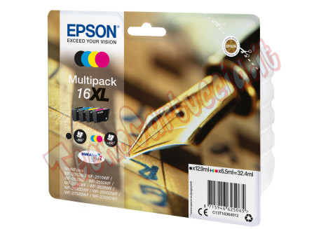 Epson - Multipack Cartuccia ink - 16XL - C/M/Y/K - C13T16364012 - C/M/Y 6,5ml cad - K 12,9ml