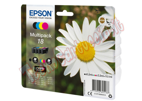 Epson - Multipack Cartuccia ink - 18 - C/M/Y/K - C13T18064012 - C/M/Y 3,3ml cad - K 5,2ml