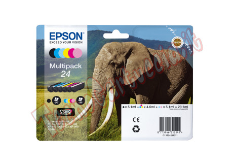 Epson - Multipack Cartuccia ink - 24 - C/M/Y/C CH/M CH/K - C13T24284012 - C/M/Y 4,6ml - K/ C CH/M CH 5,1ml -