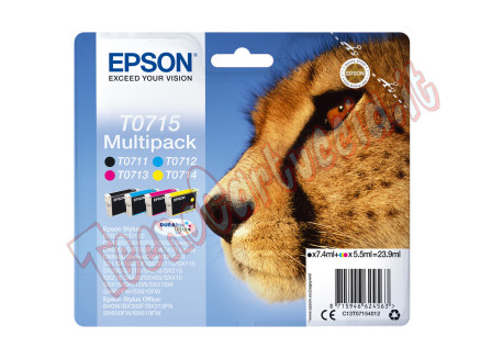 Epson - Multipack Cartuccia ink - C/M/Y/K - T0715 - C13T07154012 - C/M/Y 5,5ml - K 7,4ml
