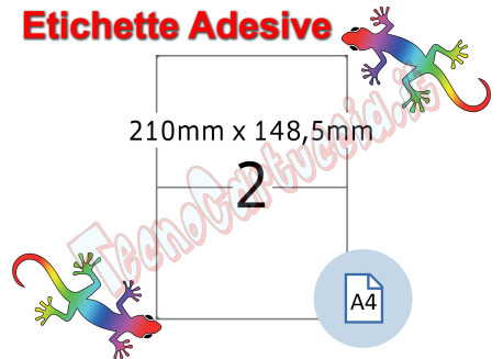 Etichette adesive A4 210 x 148,5 mm 2 etichette per pagina 100 Fogli