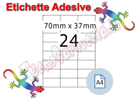 Etichette adesive A4 70 x 37 mm 24 etichette per pagina 100 Fogli