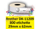 Etichette per Brother DK-11209 29 mm x 62 mm 800et.