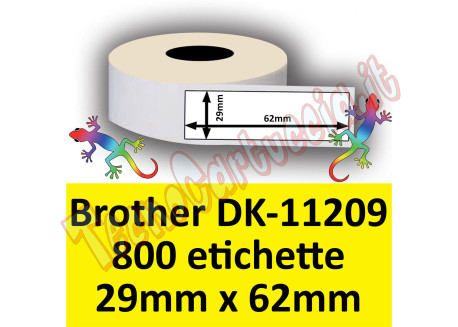 Etichette per Brother DK-11209 29 mm x 62 mm 800et.