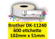 Etichette per Brother DK-11240 102 mm x 51 mm 600et.