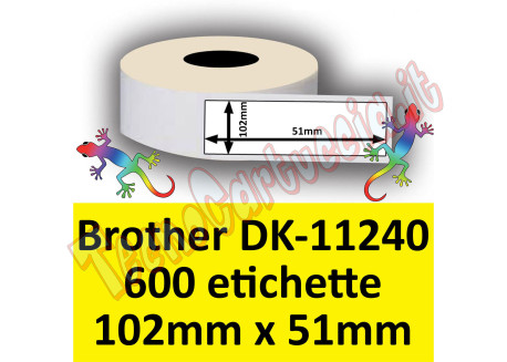 Etichette per Brother DK-11240 102 mm x 51 mm 600et.