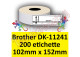 Etichette per Brother DK-11241 102 mm x 152 mm 200et