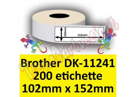 Etichette per Brother DK-11241 102 mm x 152 mm 200et