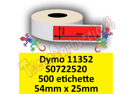 Etichette per Dymo 11352 S0722520 54 mm x 25 mm 500 et. ROSSE
