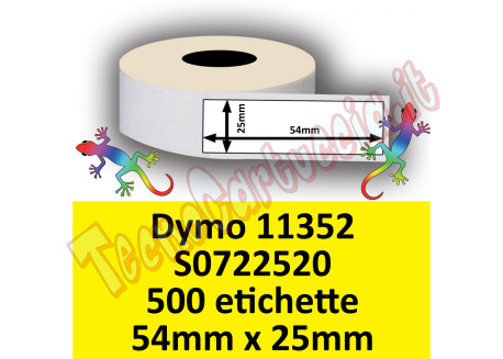 Etichette per Dymo 11352 S0722520 54 x 25 mm Permanente 500 et