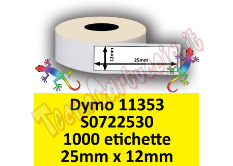 Etichette per Dymo 11353 S0722530 25 x 13 mm Permanente 1000et.