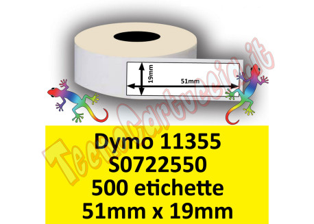 Etichette per Dymo 11355 S0722550 51mm x 19mm Permanente 500 et