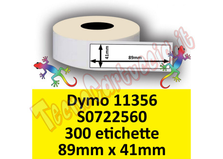 Etichette per Dymo 11356 S0722560 89mm x 41mm 300 et Permanente