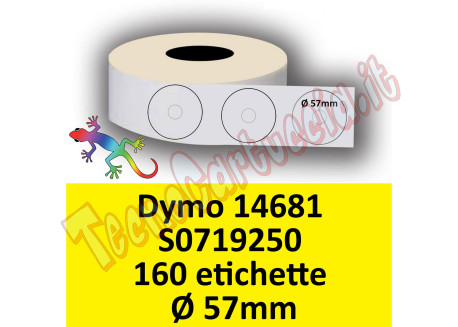 Etichette per Dymo 14681 S0719250 Disco Diametro 57mm Perm 160et