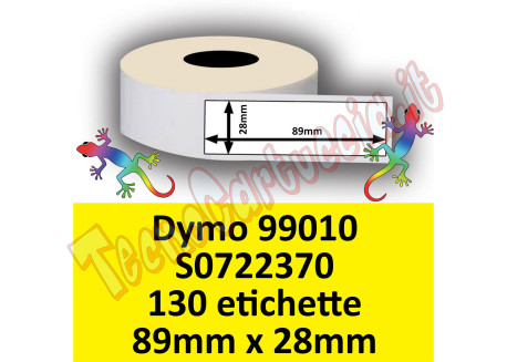 Etichette per Dymo 99010 S0722370 89 x 28 mm Permanente 130 et.