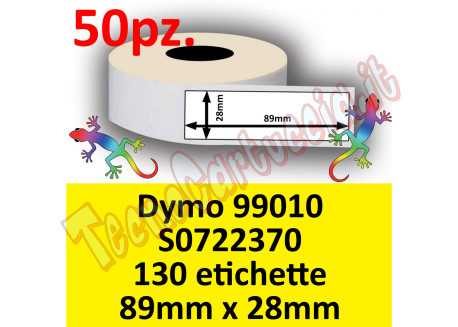 Etichette per Dymo 99010 S0722370 89x28mm Perm 130et (min 50pz)