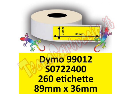 Etichette per Dymo 99012 S0722400 89 mm x 36 mm 260 et. GIALLE