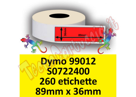 Etichette per Dymo 99012 S0722400 89 mm x 36 mm 260 et. ROSSE