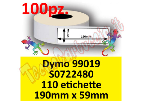 Etichette per Dymo 99019 S0722480 190x59mm Perm 110et (min 100pz)