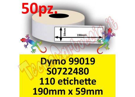 Etichette per Dymo 99019 S0722480 190x59mm Perm 110et (min 50pz)