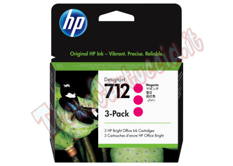 Hp - Conf. 3 Cartucce ink originale - 712 - Magenta - 3ED78A - 29 ml cad