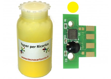 Kit Ricarica Toner per Lexmark 70C2HY0 Giallo 3.000 Pagine con Chip