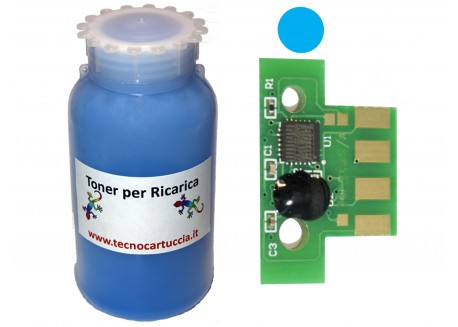 Kit Ricarica Toner per Lexmark 80C2HC0 Ciano 3.000 Pagine con Chip