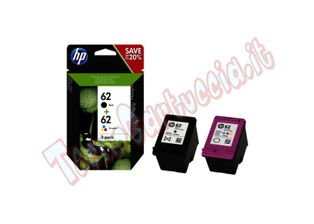 Hp - Confezione 2 cartucce ink originale - 62 - C/M/Y/K - N9J71AE - C/M/Y 165 pag / K 200 pag