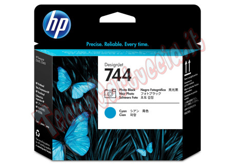 Hp - Testina originale - 744 - Nero fotografico / Ciano - F9J86A - 4ml/cad