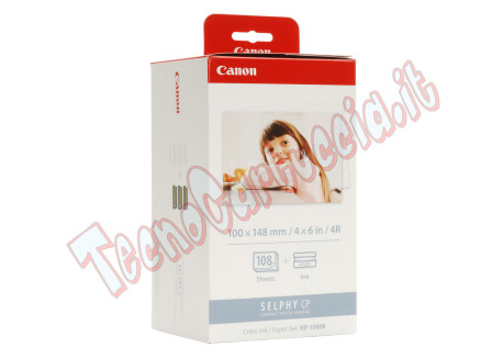 Canon - Carta fotografica - 100 x 148mm, 108 Fogli con inchiostro, kp108IN