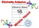 Etichette adesive A4 105 x 36 mm 16 etichette per pag. 100 Fogli (min. 10conf)